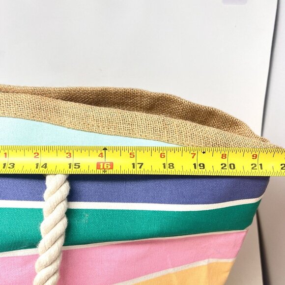 Tommy Bahama Reusable Tote Beach Bag Jute Bottom Rope Handles XL Large Striped - Picture 4 of 9